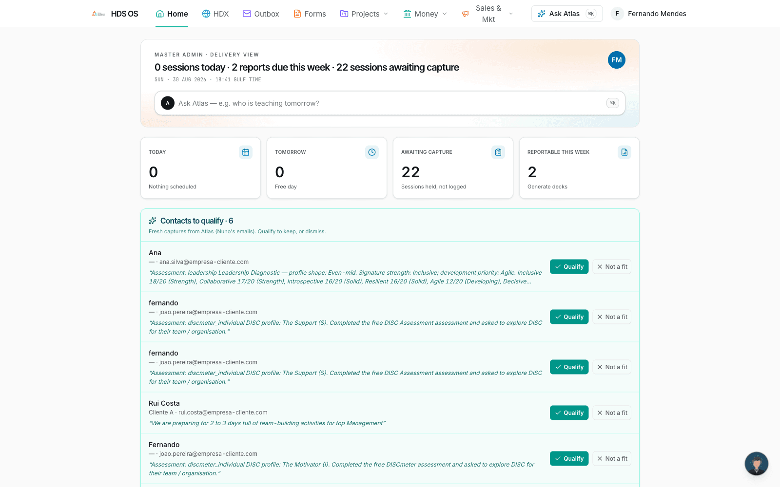 Ecrã do HDS OS, o sistema operacional da HDS no Dubai